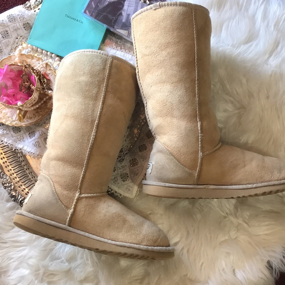 UGG Classic Tall Suede Sherpa Rare Vintage Y2k Sand 6 High Warm Boots Knee Cute